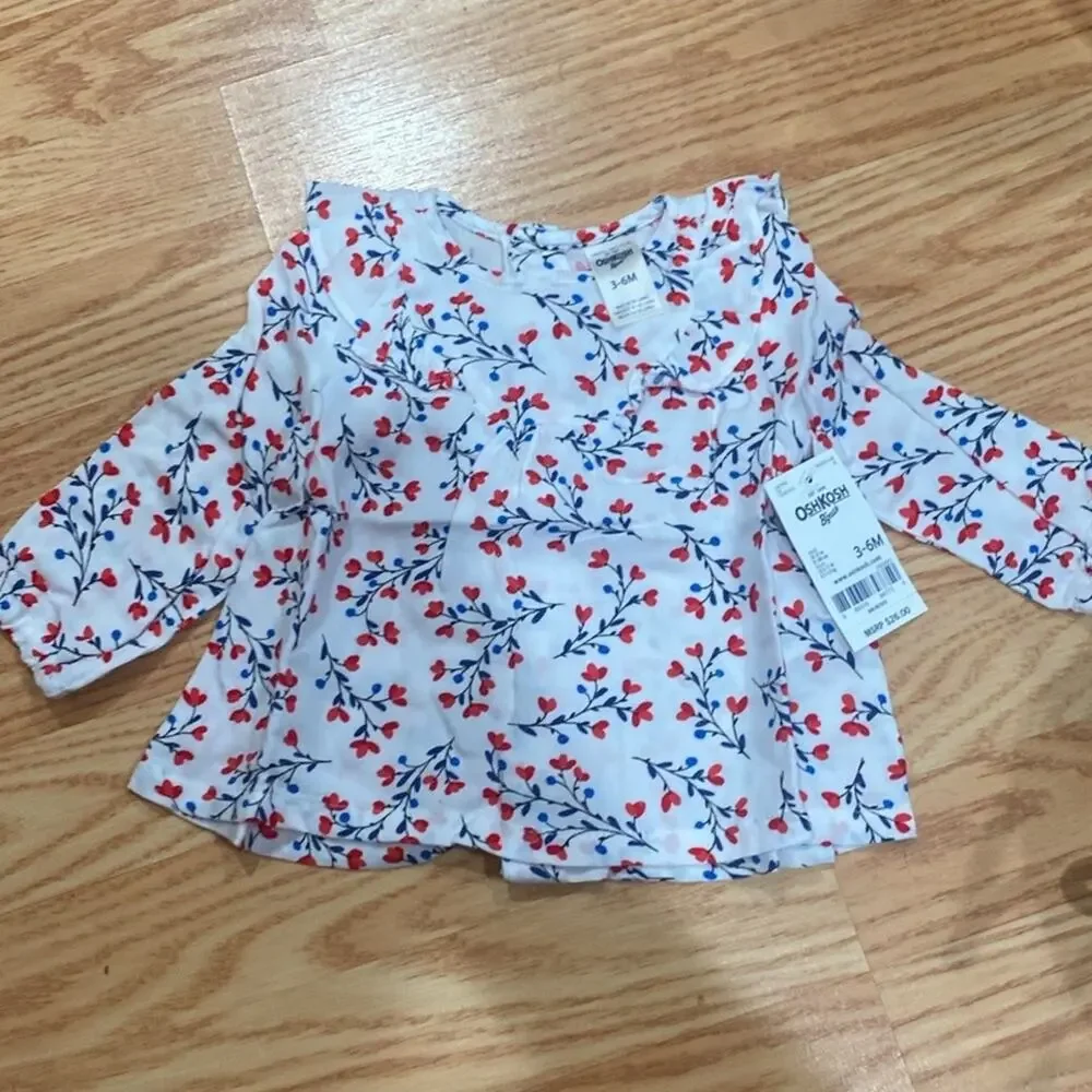 Oshkosh Bgosh heart floral ruffle button back